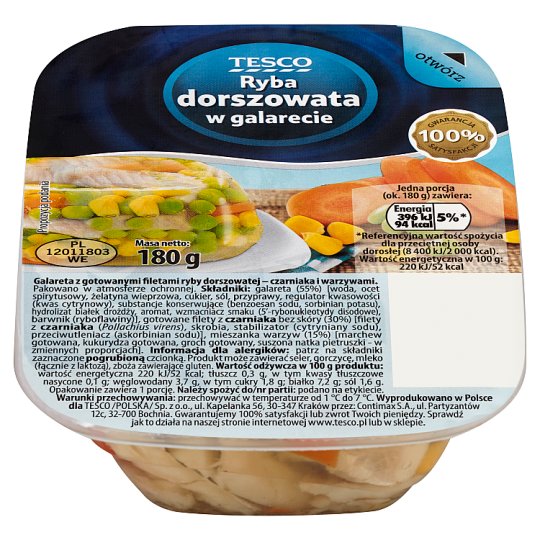 Tesco Ryba dorszowata w galarecie 180 g