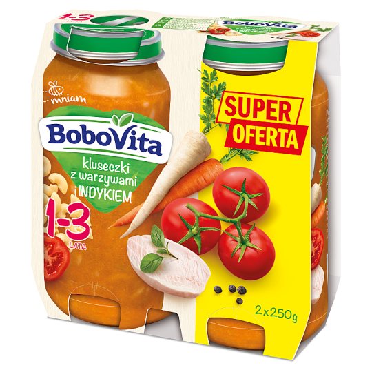 BoboVita Kluseczki z warzywami i indykiem 1-3 lata 2 x 250 g