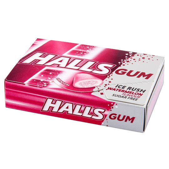 Halls Gum Ice Rush Bezcukrowa guma do żucia o smaku arbuza 18 g