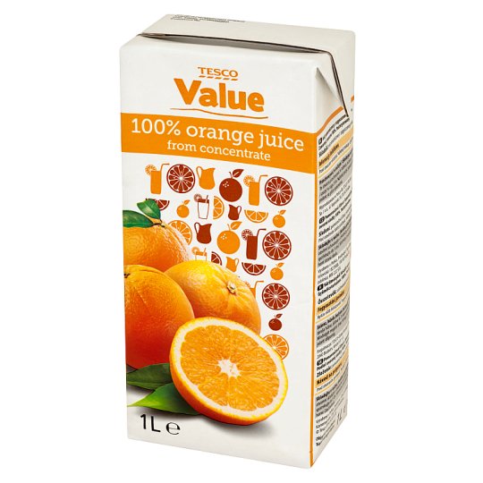 Tesco Value Sok pomarańczowy z zagęszczonego soku 1 l
