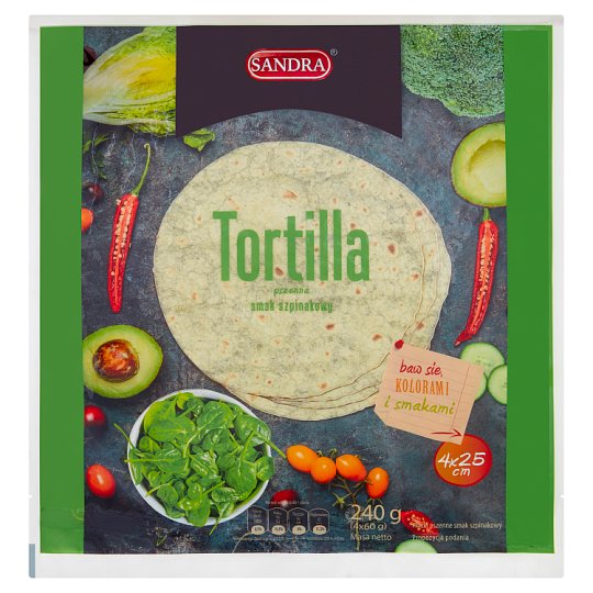 Sandra Spinach Flavor Wheat Tortilla 240 g (4 x 60 g)