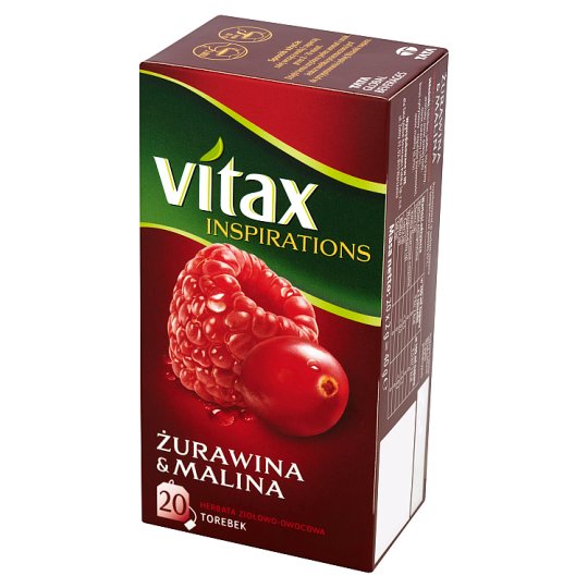 Vitax Inspirations Żurawina and Malina Herbata ziołowo-owocowa 40 g (20 torebek)
