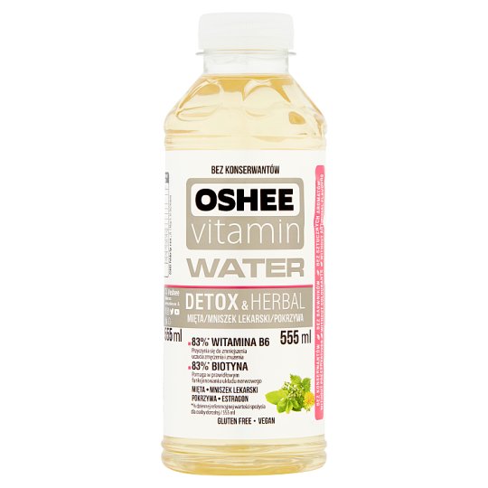 Oshee Vitamin Water Detox & Herbal Napój niegazowany o smaku mięty 555 ml