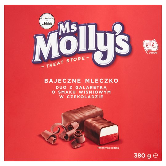 Ms Molly's Bajeczne mleczko duo z galaretką o smaku wiśniowym w czekoladzie 380 g