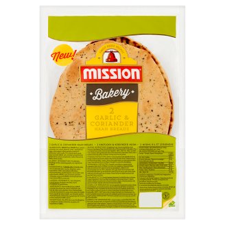 Mission Bakery Mini chlebek Naan z czosnkiem i kolendrą 240 g (2 sztuki)