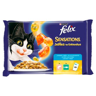 Felix Sensations Karma dla dorosłych kotów wybór dań z rybą w galaretce 400 g (4 x 100 g)
