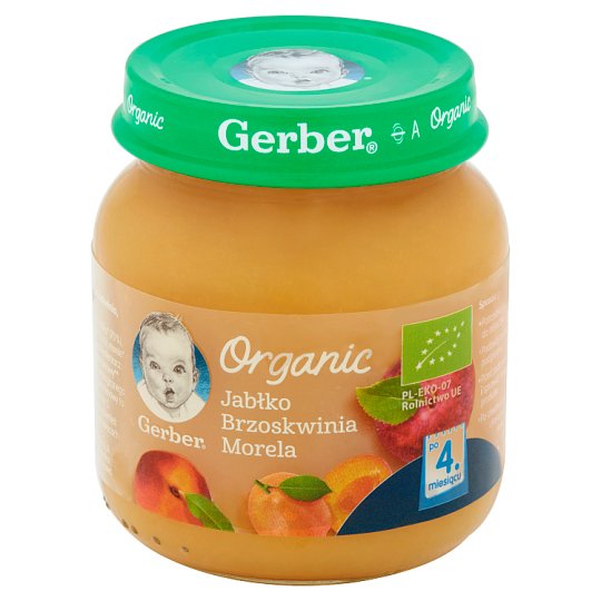 Gerber Organic Jabłko brzoskwinia morela po 4 miesiącu 125 g