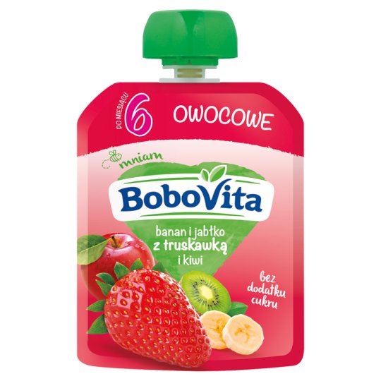 BoboVita Banan i jabłko z truskawką i kiwi po 6 miesiącu 80 g