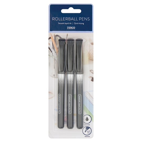 Tesco Black Rollerball Pens 4 Pieces