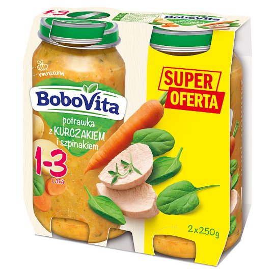 BoboVita Potrawka z kurczakiem i szpinakiem 1-3 lata 2 x 250 g