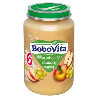 BoboVita Jabłka i winogrona z kaszką manną po 6 miesiącu 190 g
