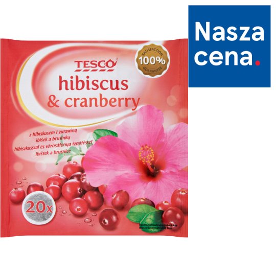 Tesco Hibiscus & Cranberry Herbatka owocowa 40 g (20 torebek)