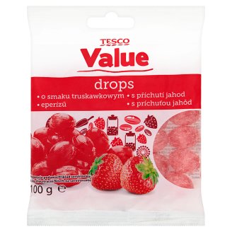 Tesco Value Drops o smaku truskawkowym 100 g