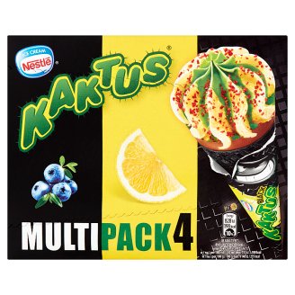 Kaktus Black Ice Cream Lemon and Blueberry Flavoured Water Ice Cream 440 ml (4 x 110 ml)