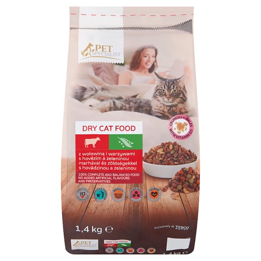 Tesco Pet Specialist Karma dla dorosłych kotów granulki z wołowiną i warzywami 1,4 kg