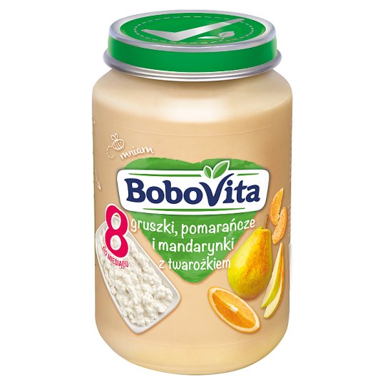 BoboVita Gruszki pomarańcze i mandarynki z twarożkiem po 8 miesiącu 190 g