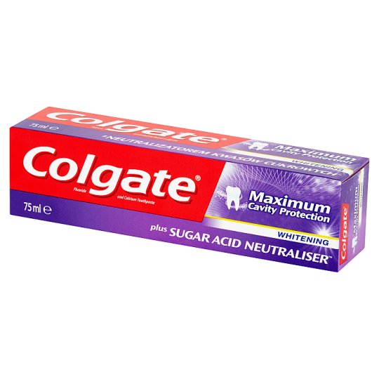 Colgate Maximum Cavity Protection Whitening Pasta z zawartością fluoru i wapnia 75 ml