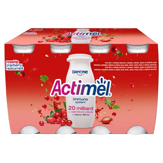 Danone Actimel Mleko fermentowane dzika róża & żurawina & czerwona porzeczka 800 g (8 x 100 g)