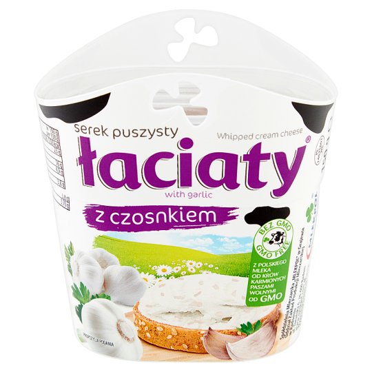 Łaciaty Serek puszysty z czosnkiem 150 g