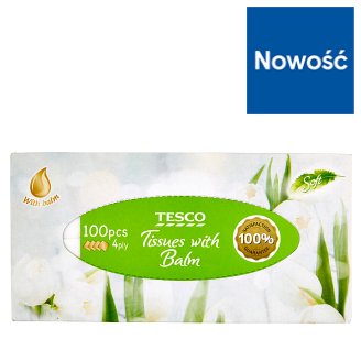 Tesco Chusteczki kosmetyczne 4 warstwowe 100 sztuk