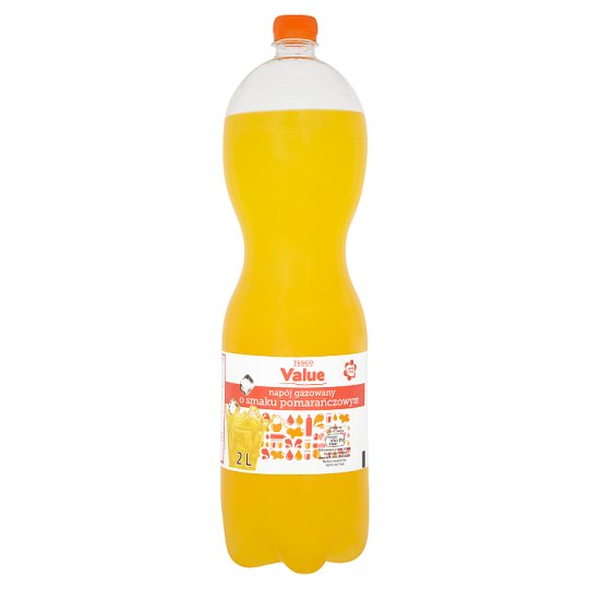 Tesco Value Napój gazowany o smaku pomarańczowym 2 l