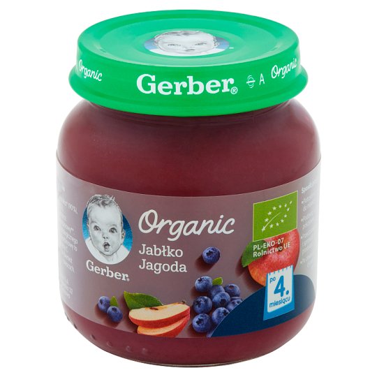 Gerber Organic Jabłko jagoda po 4 miesiącu 125 g