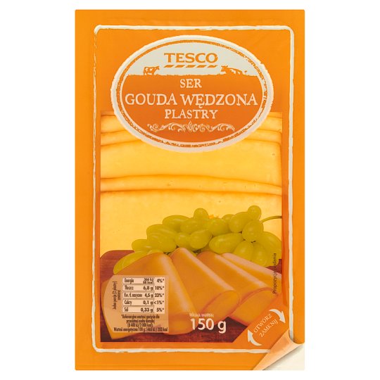 Tesco Ser Gouda wędzona plastry 150 g