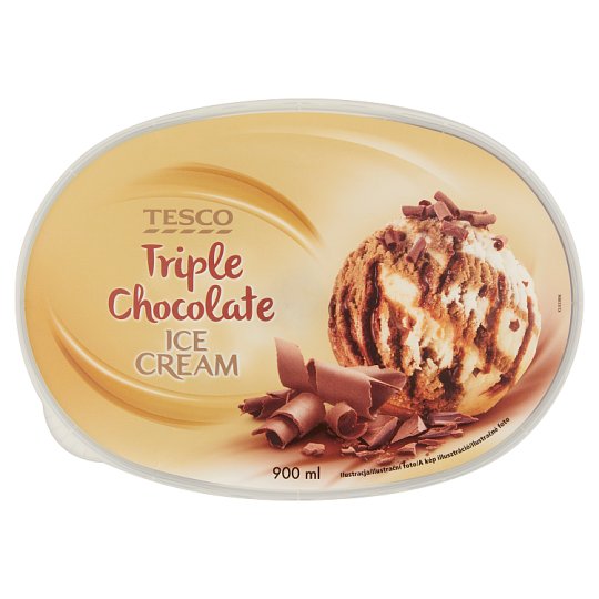Tesco Lody czekoladowe i lody o smaku waniliowym z sosem czekoladowym 900 ml