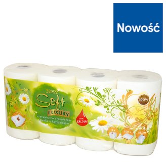 Tesco Soft Luxury Papier toaletowy rumiankowy 4 warstwowy 8 rolek