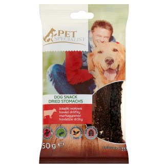 Tesco Pet Specialist Materiał paszowy dla dorosłych psów suszone żołądki wołowe w kawałkach 50 g