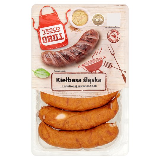 Tesco Grill Kiełbasa śląska o obniżonej zawartości soli 550 g