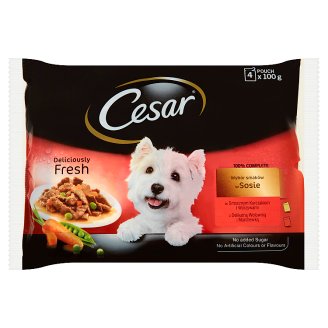 Cesar Wybór smaków w sosie Karma pełnoporcjowa 400 g (4 saszetki)