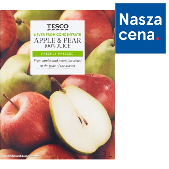 Tesco Sok 100% z jabłek i gruszek 3 l