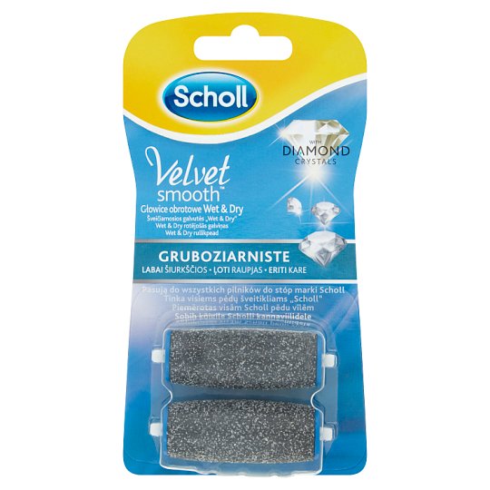 Scholl Velvet Smooth Wet&Dry Gruboziarniste głowice obrotowe z kryształkami diamentów 2 sztuki