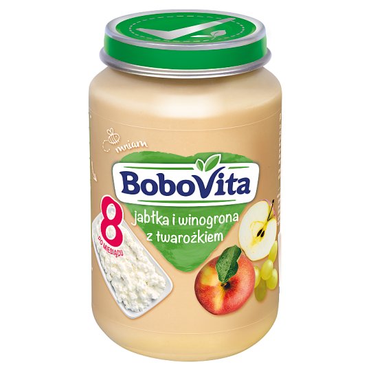 BoboVita Jabłka i winogrona z twarożkiem po 8 miesiącu 190 g
