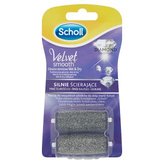 Scholl Velvet Smooth Wet&Dry Silnie ścierające głowice obrotowe z kryształkami diamentów 2 sztuki