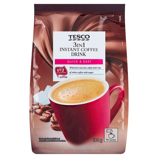 Tesco 3in1 Instant Coffee Drink 180 g (10 x 18 g)