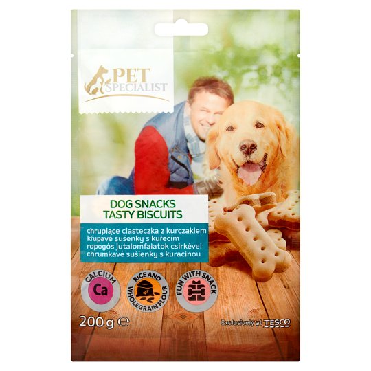 Tesco Pet Specialist Karma uzupełniająca dla dorosłych psów ciasteczka z kurczakiem 200 g