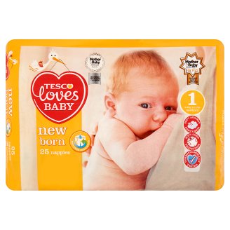 Tesco Loves Baby New Born Pieluszki jednorazowe 1 newborn 2-5 kg 25 sztuk
