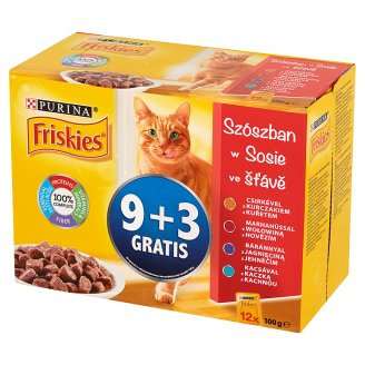 Friskies w sosie Pełnoporcjowa karma dla dorosłych kotów 1200 g (12 sztuk)
