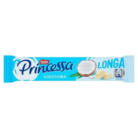 Princessa longa kokosowa Wafel przekładany kremem kokosowym oblany mleczną czekoladą 44 g