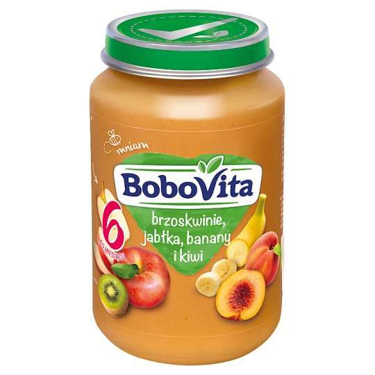 BoboVita Brzoskwinie jabłka banany i kiwi po 6 miesiącu 190 g