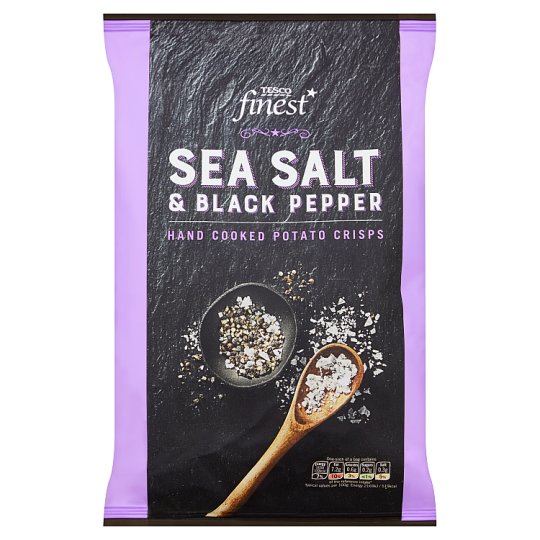 Tesco Finest Chipsy ziemniaczane o smaku soli morskiej i czarnego pieprzu 150 g