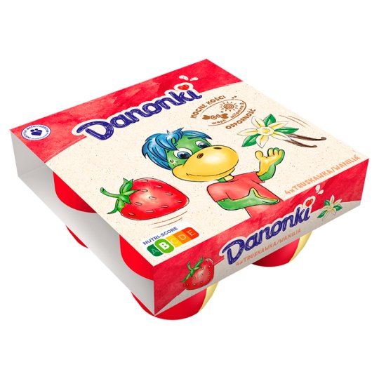 Danone Danonki Pół na Pół Twarożek truskawka wanilia 360 g (4 x 90 g)
