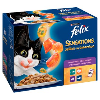 Felix Sensations w smakowitej galaretce Pełnoporcjowa karma dla dorosłych kotów 1,2 kg (12 saszetek)