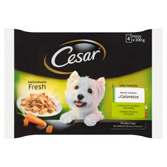 Cesar Wybór smaków w galaretce Karma pełnoporcjowa 400 g (4 saszetki)