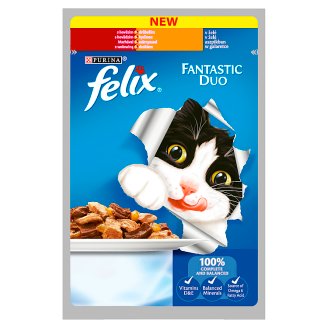 Felix Fantastic Duo Karma dla dorosłych kotów z wołowiną & drobiem w galaretce 100 g