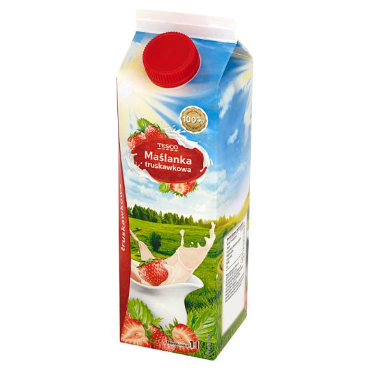 Tesco Maślanka truskawkowa 1 l
