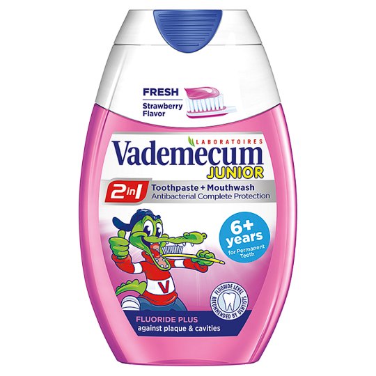 Vademecum 2in1 Junior Truskawkowa pasta do zębów i płyn do płukania ust 75 ml