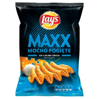 Lay's Maxx Mocno Pogięte Ser & Zielona cebulka Chipsy ziemniaczane 210 g